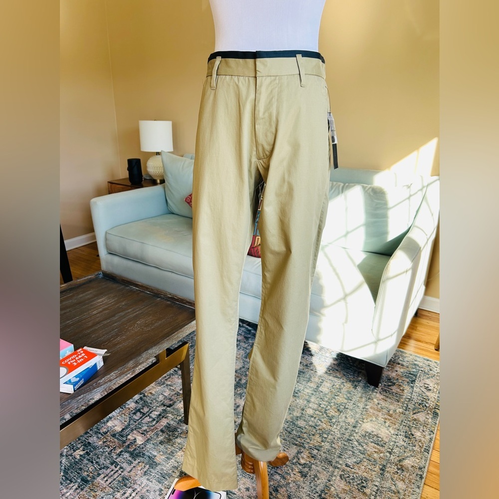 Marc by Marc Jacobs Men's 30x34 Shane Fit Slim Chino Pants Khaki Black Stripe